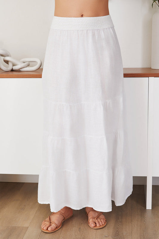 V Neck Crop Top/Tiered Maxi Skirt Set