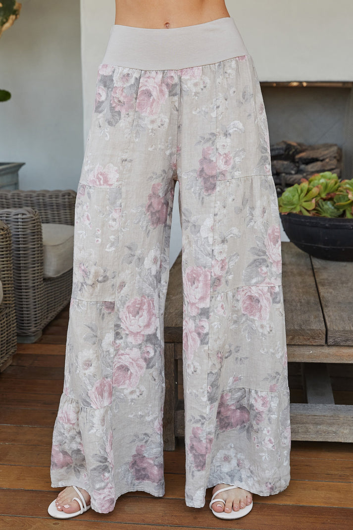 Linen Tiered Palazzo Rose
