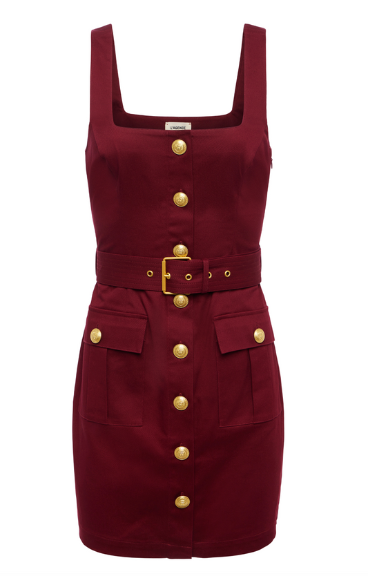 Button Front Dress Black Cherry
