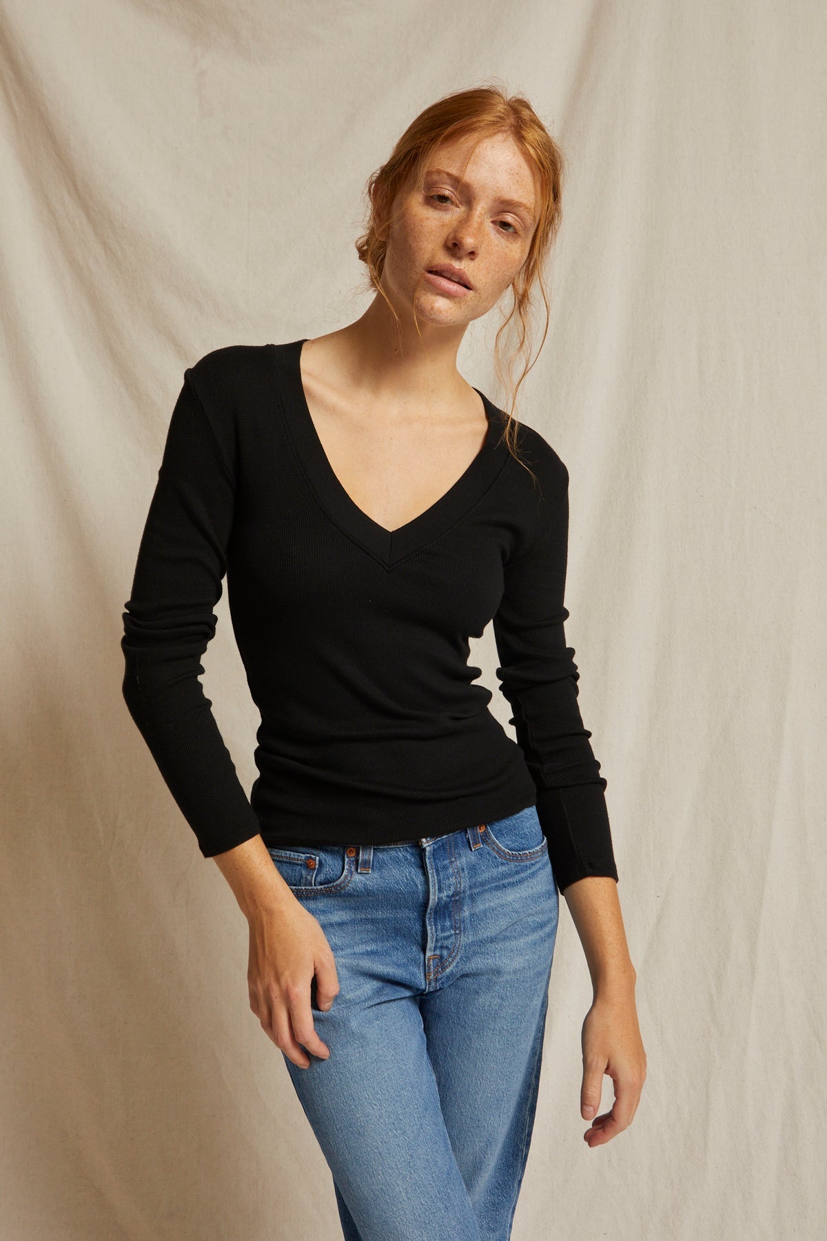 Viola - V Neck Rib L/S